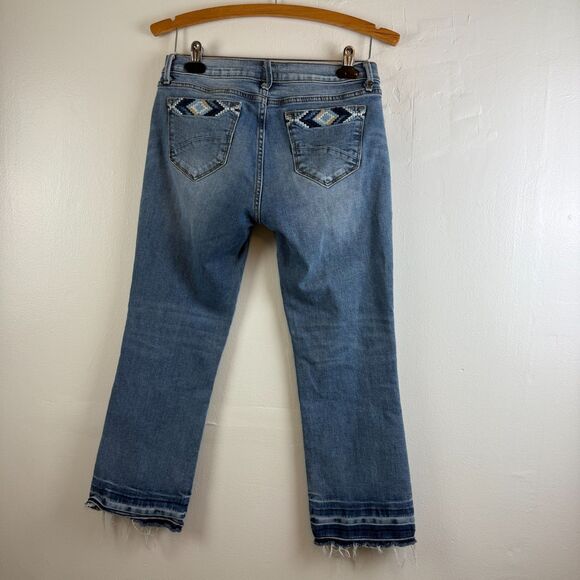DRIFTWOOD Colette Embroidered Cropped Jeans Released Hemline Boho Women’s Sz 28 - Picture 5 of 13